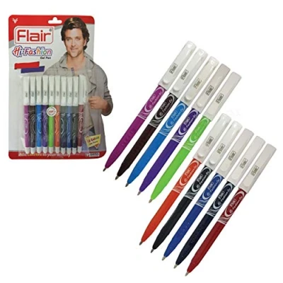 Image of Flair 10 x 2.0mm Tip Hi Fashion Gel Pens Assorted Colours Sketch Draw Art Craft