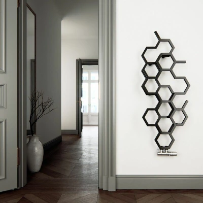 Image of Terma Hex Matt Black Designer Radiator 1700 X 573mm