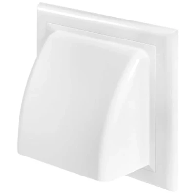 Image of White Gravity Flap for Ø 150 mm / 6&quot; Round Wall Outlet Ventilation Duct Cover with Non Return Shutters and Rear Spigot Cowled Ducting Air Vent Grille