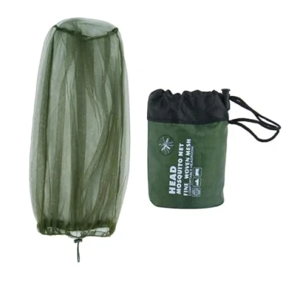 Image of Ziyofinn Midge Head Net with Storage Bag Face Mesh Nylon Mosquito for Outdoor Hiking Camping Climbing Fishing and Walking (Green)