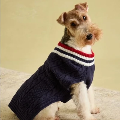 Image of Rosewood Joules Dawson Navy Knit Jumper for Dogs, Medium, Washable, Warm and Comfy Winter Sweater Medium Dogs