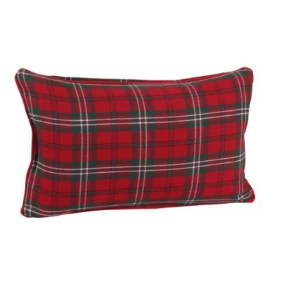 Image of HOMESCAPES 100% Cotton Edward Tartan Check Cushion Cover 30 x 50 cm Rectangular 12 20 Inches Christmas Red Green sofa Washable