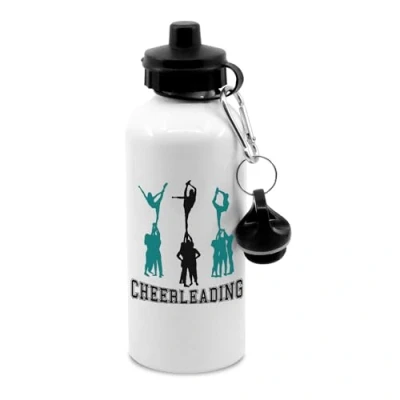 Image of Green and black cheerleading, cheer, cheerlead, water bottle with clip, drinks bottle, cup, hydrate,
