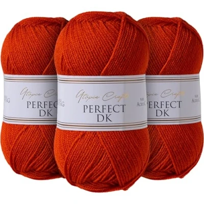 Image of Utopia Crafts DK Double Knitting Yarn 3X 100g (Red Orange)