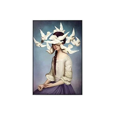 Image of HERWS Big Poster Modern Peace Dove Sky Holy Face Painting Canvas Art Posters And Prints Wall Pictures For Living Room Home Decoration (No Frame)