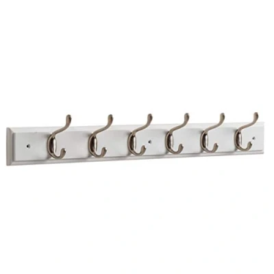 Image of OCCO Maine Furniture Co. Searsport 6 Hook Coat Rack Nickel On Paris White