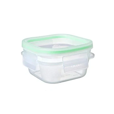 Image of Tatay Food Storage, Airtight, 0.3L of Capacity, Clip Lid, BPA free, Suitable Microwave and Dishwasher, Green. Measures: 10.8 x 6 cm