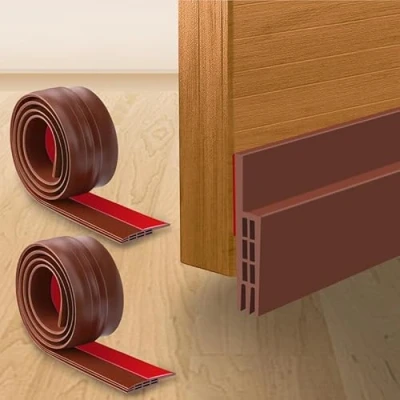 Image of YOUSHARES 2 Packs of Draught Excluder for Bottom Door, Weather Stripping Door Draft Self Adhesive Sweep Seal Soundproof (Brown)