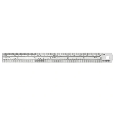 Image of Liquidraw Steel Ruler Stainless Metal For Cutting Sewing With Metric &amp; Imperial Measuring Engineers Architects (15cm / 20cm 30cm 60cm 1 metre) (15cm)