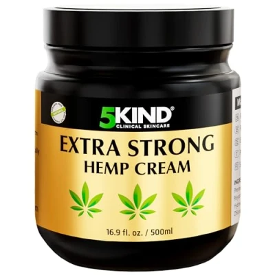 Image of 5kind Extra Strong Hemp Cream 500ml High Strength Oil and Arnica for Massaging Joints &amp; Muscles, Lower Back, Feet, Knees, Neck Shoulders Rich in Natural Ingredients