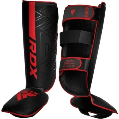 Image of RDX Shin Guards for Kickboxing, Muay Thai, MMA and Training Pads, Maya Hide Leather KARA Instep Foam Protection, Leg Foot Protector Martial Arts, Sparring, BJJ Boxing Gear, L