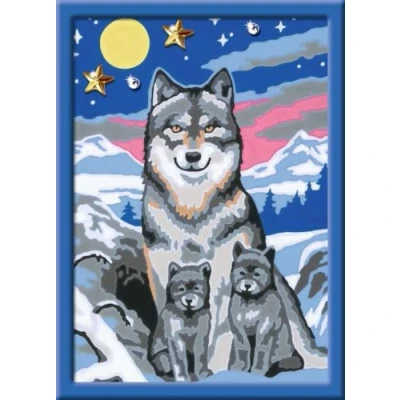 Image of Ravensburger Wölfe 27784 Painting by Numbers 13 x 18 cm Cute Wolf Family, Multicoloured, Mittel