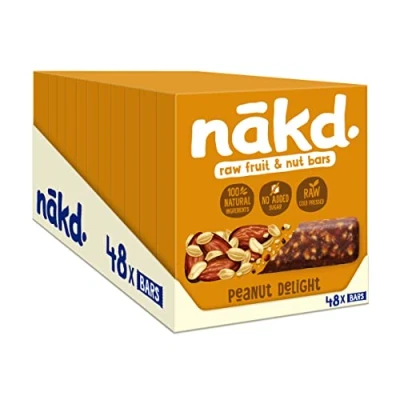Image of Nakd Peanut Delight Natural Fruit &amp; Nut bars Vegan Healthy Snack Gluten Free 35g x 48