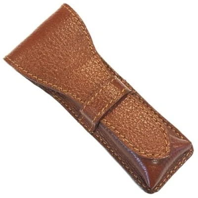 Image of Parker Safety Razor Genuine Leather Double Edge Protective/Travel Case Saddle Brown