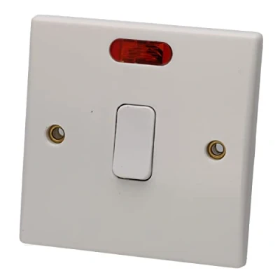 Image of kenable 1 Way Double Pole 20A Switch with Neon Light Rounded Faceplate White
