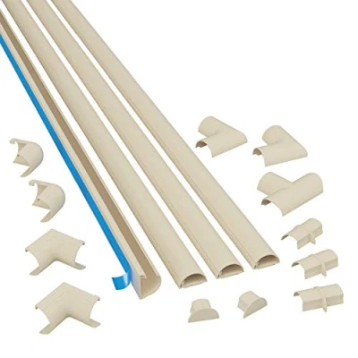 Image of D Line Micro+ Cable Trunking 4 Meter Pack, Half Round Cover, Paintable, Self Adhesive Wire Hide TV Wires, Management 4x 20mm (W) x 10mm (H) 1m Lengths &amp; Accessories Magnolia