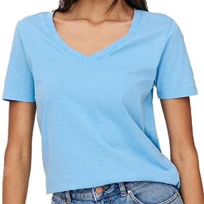 Image of ONLY Women&#039;s Jdyfarock S/S V Neck Top JRS Noos, Della Robbia Blue, XXS