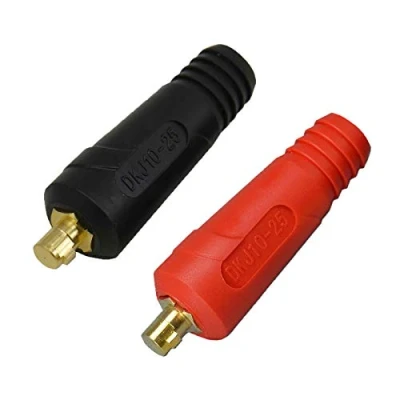 Image of RIVERWELD TIG Welding Cable Panel Connector Plug DKJ10 25 200Amp Dinse Quick Fitting Red and Black Color 2pcs