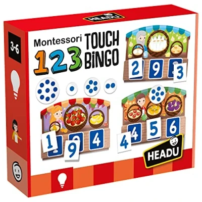 Image of HEADU 123 Montessori Touch Bingo learn numbers and quantities carry out first calculations Educational Games &amp; Puzzles Ages 3 6 years