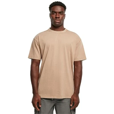 Image of Build Your Brand Men&#039;s Acid Washed Heavy Oversized Tee T Shirt, Union Beige, 3XL