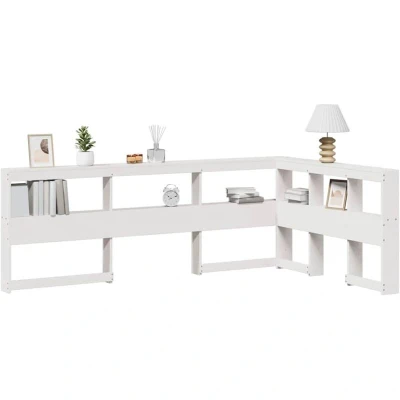 Image of vidaXL Bookcase Headboard L Shaped White 120 cm Solid Wood Pine