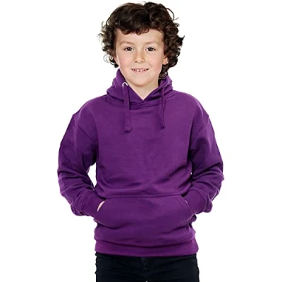 Image of Missmister Unisex Boys girls Hoodies for Plain Kids Fleece Pullover Hoodie Jumper Clothes Hooded Sweatshirt Casual School Wear Top (Purple, 9 10 Years)