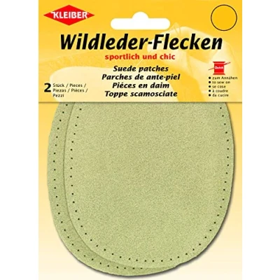 Image of Kleiber Suede Leather Patches Pair (2) 12cm x 10cm Oval Beige