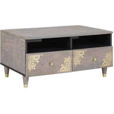 Image of vidaXL Coffee Table with Drawer Grey 80 x 54 40 cm Solid mango wood