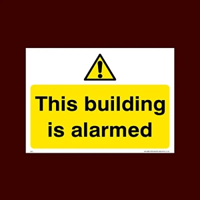 Image of This building is alarmed Sticker/Self Adhesive Sign (S50) CCTV, Security, Warning, Alarmed, Surveillance, Camera, Dogs, Premises