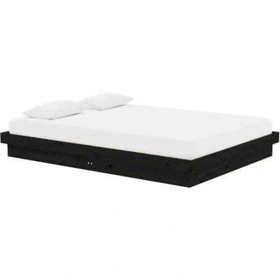 Image of vidaXL Bed Frame without Mattress Black Solid Wood 140x190 cm