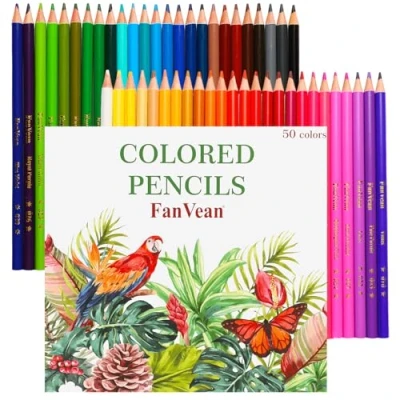 Image of FanVean Colouring Pencils Set for Adults and Kids,Coloured Pencil Crayons Children 50 Count