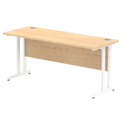 Image of Impulse 1600/600 Rectangle White Cantilever Leg Desk Maple MI002429