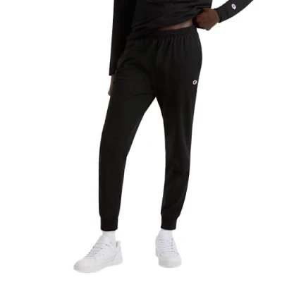 Image of Champion Men&#039;s Jersey Jogger Sweatpants, Black, M UK