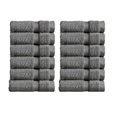 Image of Christy Chroma Face Cloths Set Pack of 12 Soft Velvety Smooth Bathroom Flannels Bold and Bright Body Wash 100% Cotton Ash Grey