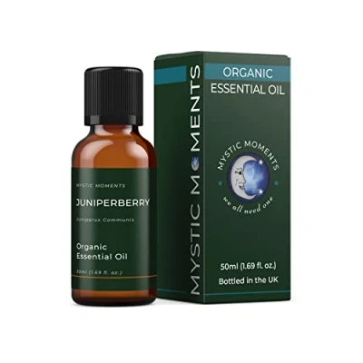 Image of Mystic Moments Organic Juniper Berry Essential Oil 50ml Pure &amp; Natural for Diffusers, Aromatherapy Massage Blends Vegan GMO Free