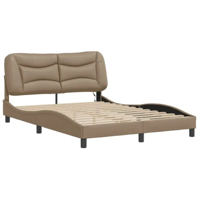 Image of vidaXL Bed Frame with LED without Mattress &quot;Hvar&quot; Cappuccino 140x200 cm