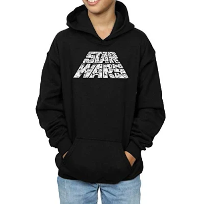 Image of Star Wars The Rise of Skywalker Trooper Filled Logo Boys Hoodie Black 3 4 Years