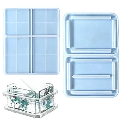 Image of Nupaque Resin Tissue Box Mold Silicone Mould,Epoxy Casting Molds for Jewelry Storage, Napkin Box, Home Decoration