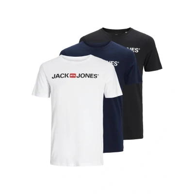 Image of JACK &amp; JONES Mens Corp Logo 3 Pack T Shirt White L