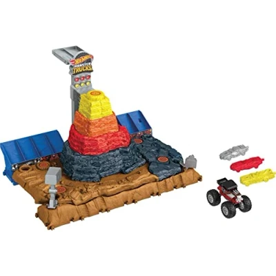 Image of Hot Wheels Monster Trucks Arena Smashers Bone Shaker Ultimate Crush Yard Playset, Includes 1 Exclusive &amp; 3 Crushable Cars, HNB96