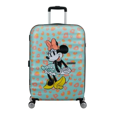 Image of American Tourister Wavebreaker Disney Spinner, Multicoloured (Minnie Pastel Dots), Spinner M (67 cm 64 L), Matte Shell