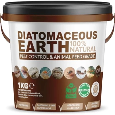 Image of Diatomaceous Earth Powder Bucket Duster Pest Control Natural Insecticide Bed Bug Killer, Mites Flea &amp; Tick, Ant Crawling Insect Solution Non Toxic DE Feed Grade (1kg)