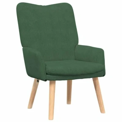 Image of vidaXL Relaxing Chair Jungle Green Corduroy Fabric