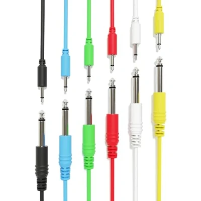 Image of ExcelValley 6A Pack Mono Patch Cables TS 3.5mm 1/8&quot; to 6.35mm 1/4&quot; Eurorack Synth CV Gate [150cm 59&quot;]