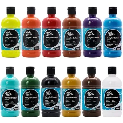 Image of MONT MARTE Signature Acrylic Paint Set, 12 x 500ml (16.9oz), Semi Matte Finish, Colours, Suitable for Most Surfaces