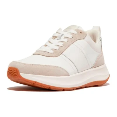 Image of Fitflop Women&#039;s F Mode Flow Fabric/Suede/Leather Flatform Sneakers Shoe, Urban White Mix, 4 UK