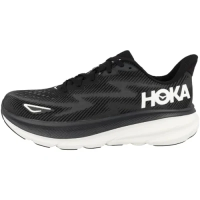 Image of HOKA Clifton 9 Neutral running shoes, Men&#039;s, Size: 10.5, Black/white Textile/synthetics