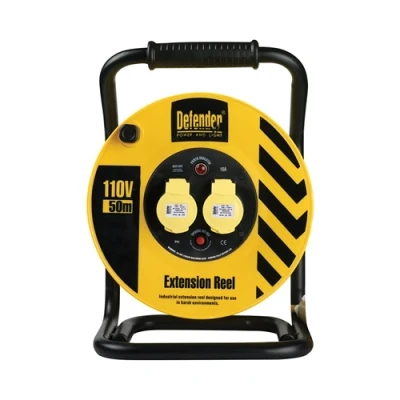 Image of Defender Heavy Duty Cable Reel 2.5mm2 2 Way 16A 50m 110V