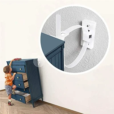 Image of Furniture Straps (12packs), Baby Proofing Anti Tip Anchor kit, Falling Prevention Device, Safety Wall Anchors for &amp; Pet Protecting,White