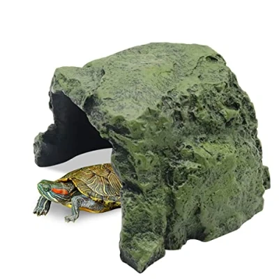 Image of Reptile Hideout,Reptile Rock Hide Cave Simulation Resin Escaping Hidden Habitat Decoration for Turtle Bearded Dragon Lizards Fish Tank